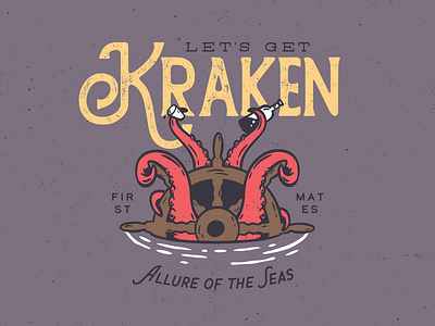 Let's Get Kraken badge cruise graphic graphic design illustration illustrator kraken lockup procreate sea typography vector