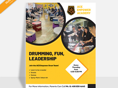 Drumming Academy Flyer Design academic flyer arshunno brochure design course flyer design flyer flyer design flyer designer graphic design graphic designer illustration motion graphics