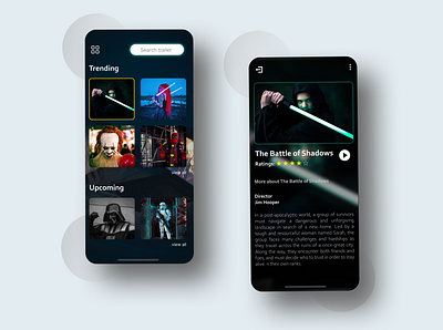 Movies Trailer App UI Design app design ui ux
