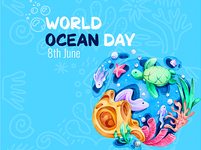World Ocean Day adobe adobeillustrator artwork awareness blue creative digitalartwork environment environmental graphic design graphicdesigner graphics illustrations illustrator nature ocean saveearth