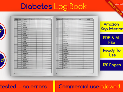 Diabetes Logbook • KDP Interior amazon amazon kdp interior blood glucose blood glucose levels blood sugar diary blood sugar tracker book bundle pages design diabetes journal digital paper graphic design graphics kdp kdp interior kdp interior template logbook notebook paper ready to use