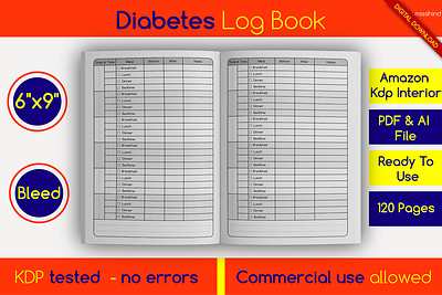 Diabetes Logbook • KDP Interior amazon amazon kdp interior blood glucose blood glucose levels blood sugar diary blood sugar tracker book bundle pages design diabetes journal digital paper graphic design graphics kdp kdp interior kdp interior template logbook notebook paper ready to use