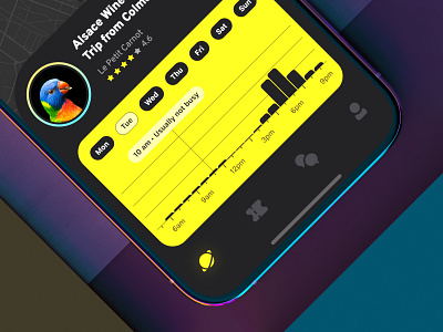 Bar opening hours on the nightclub map app app design chart dark ui ios iphone map ui map view mobile mobile app design mobile app designer social app ui