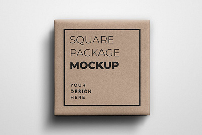 Square Gift Package Mockup box brown paper gift box kraft paper mock up mockup package packaging recycled paper square square gift package mockup
