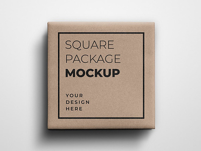 Square Gift Package Mockup box brown paper gift box kraft paper mock up mockup package packaging recycled paper square square gift package mockup