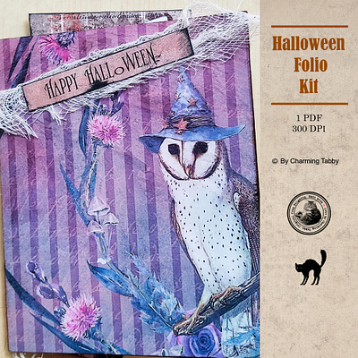 Halloween Folio Kit graphic design illustration junk journal scrapbooking