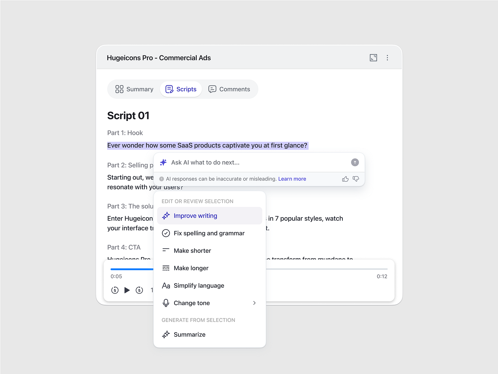 AI Script Writer - SaaS Web Design, UI/UX by Masum Parvej for Halal Lab ...