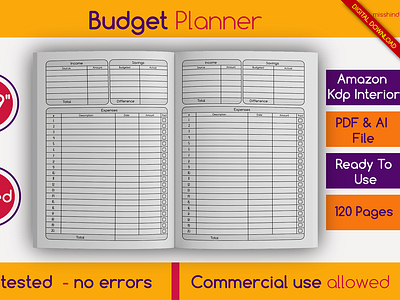 Budget Planner • KDP Interior bill book bundle pages design digital paper graphic design kdp kdp interior kindle direct publishing logbook low content design manage budget manage money money notebook paper payment template