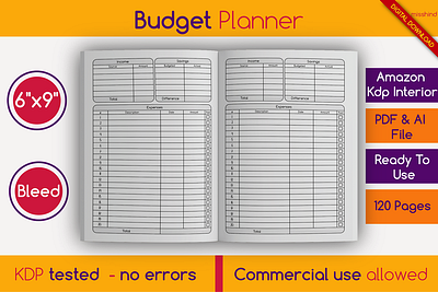 Budget Planner • KDP Interior bill book bundle pages design digital paper graphic design kdp kdp interior kindle direct publishing logbook low content design manage budget manage money money notebook paper payment template