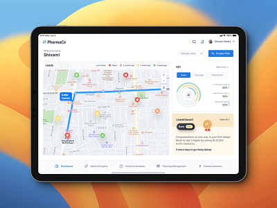 Intelligent Sales Planning dashboard design ipad maps medicine pharma route ui ux