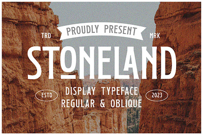Stoneland- Display Font creative typeface decorative font digital font display typeface graphic design headline font ligature font modern font packaging font stoneland display font