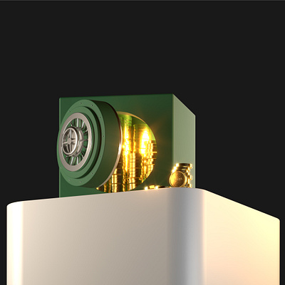 3D safe with gold 3d branding motion graphics