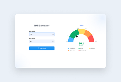 BMI Calculator for Desktop ui