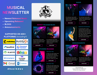 Musical Newsletter announcement email design blog email design customize email email design email template mailchimp email music email template musical newsletter newest released music email newsletter upcoming email