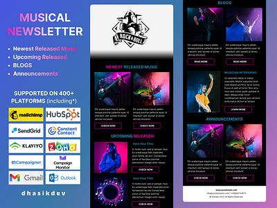 Musical Newsletter announcement email design blog email design customize email email design email template mailchimp email music email template musical newsletter newest released music email newsletter upcoming email