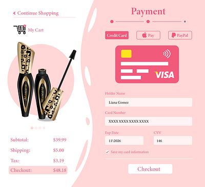 Credit Card Checkout | #DailyUI Challenge #002 challenge checkout form credit card dailyui e commerce website flat design graphic design payment method product mockup shopping online ui web page