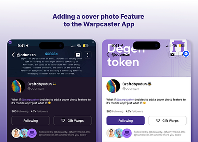 Cover Photo feature on Warpcast graphic design ui uiux ux