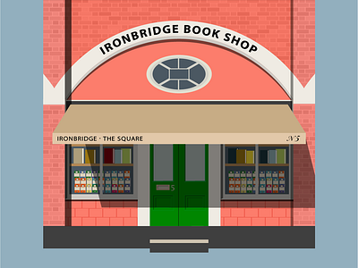 Ironbridge Book Shop books bookshop bookstore building handdrawn illustration illustrator shop window