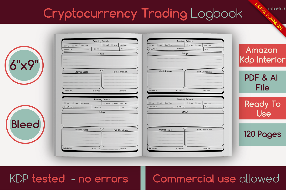 Cryptocurrency Trading Logbook • KDP bundle pages crypto planner cryptocurrency cryptocurrency book cryptocurrency logbook design digital paper graphic design kdp kdp interior kindle direct publishing notebook paper pdf digital download planner