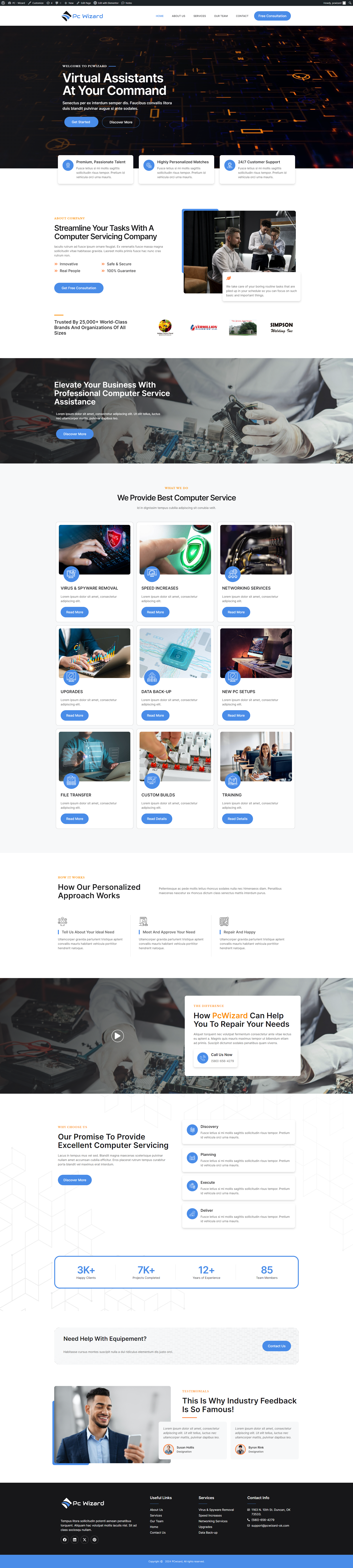 Computer Servicing Company WordPress Website agency website branding business website company website design elementor front end design illustration landing page logo responsive website service website ui webdesign website website ui wordpress wordpress website