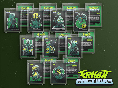 Fright Factions Poisoned Kin cartoon collectible collection drawing horror illustration monster pollution sci fi toxic trading cards