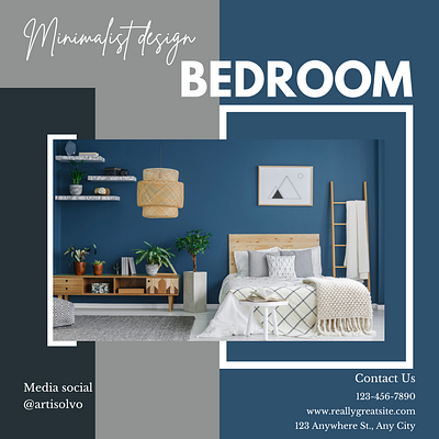 Blue And Grey Modern Bedroom Instagram Post artisolvo luxury