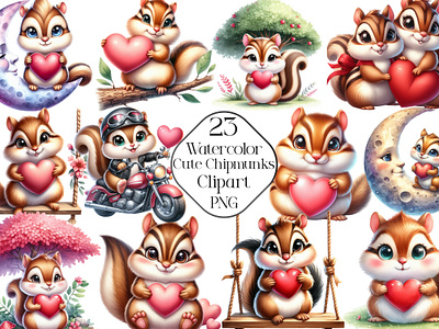 Cute Chipmunks Sublimation PNG Clipart summer clipart