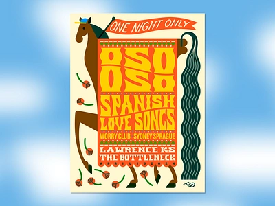 Oso Oso Show Po band poster design gig poster horse illustration print riso