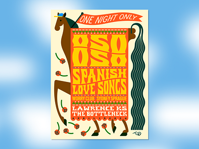 Oso Oso Show Po band poster design gig poster horse illustration print riso