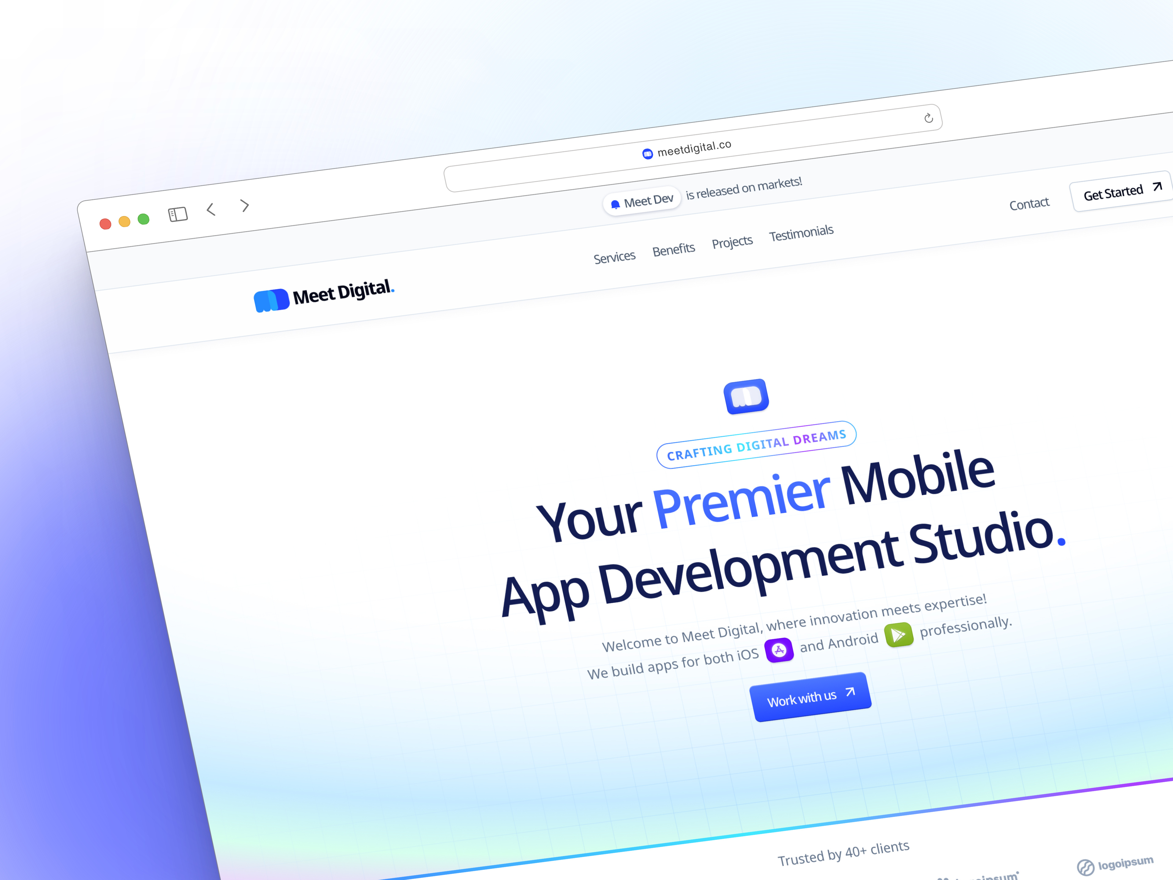 Landing Page for Meet Digital app design landing page product design ui uidesign uiux ux