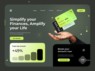 Finance Landing Page banking banking landing page clean dark dark theme design finance finance app finance landing page interface landing page minimal ui ui design uiux user interface ux uxui