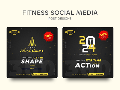 Fitness social media post designs 360 branding christmas design fit fitness graphic design illustration logo newyear offer post socialmedia srilanka typography ui vector