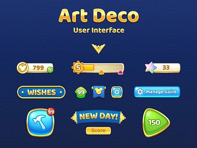 Art Deco Game UI Style and Game UI Kit artdeco design game branding game ui game ui kit game ux gaming interface kit mobile games ui ui kit videogames