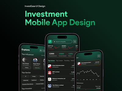 InvestEase - Investment App - Funds app bank crypto dashboard design fintech fund illustration interface investment mobile online banking payment transection ui ux