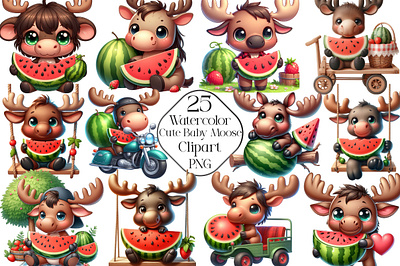 Cute Baby Moose Sublimation PNG Clipart little