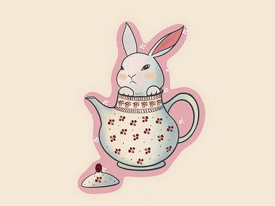 bunny in a teapot branding design digital art drawing graphic design illustration procreate