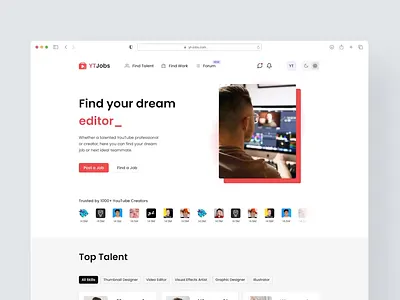 YT Jobs Redesign Concept animation app app design app ui branding design illustration job board jobs logo motion graphics product ui redesign typed text typing ui