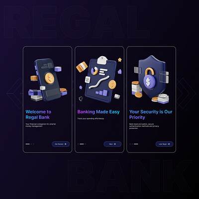 Banking App UI Screen Daily UI Challenge # 23 dailyui onboarding ui ui uiux user interface ux
