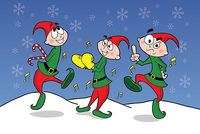 Holiday Elves book illustration cartoon childrens illustration christmas comic art elves holiday illustration kid friendly snow