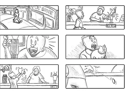 Storyboard boys cartoon comic art drawing illustration kid friendly sketch storyboard toys