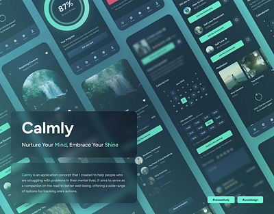 Calmly - Mental Health App case case study design figma graphic design landing page mental health mobile app ui ui design user experience user experience design user interface user research ux ux design uxui uxui design web design