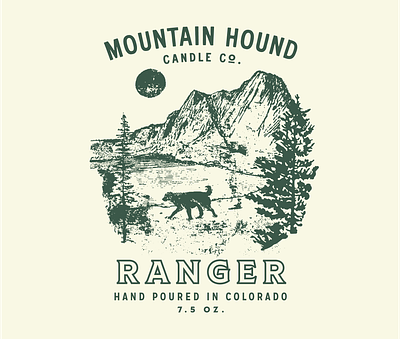 Mountain Hound branding candle design illustration logo