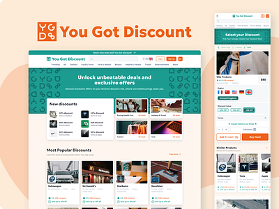 You Got Discount · UX/UI Design account page cart page e commerce gosho gosho.fr gosho.studio home page landing page mobile app modal page product page responsive responsive design ui ui design uiux design ux design uxui design website you got discount