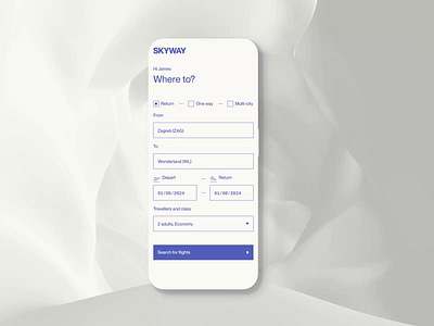 Skyway - Minimal flight tickets app animation app beige blue booking booking app clean design flight flight tickets graphic design minimal mobile app motion graphics simple ui uiux design