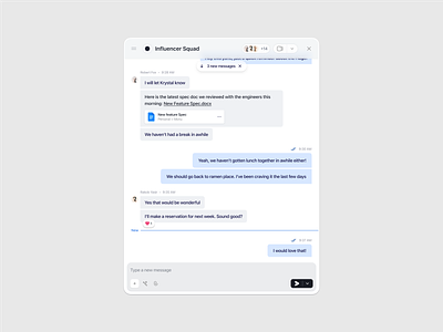 Group chat widget - SaaS UI/UX Design ai chat attach bot chat box chat modal communication conversation interface saas design support chat widget ui ux video call
