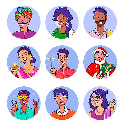 Indian Avatars avatars character character design design illustration illustration ux ui indian ui