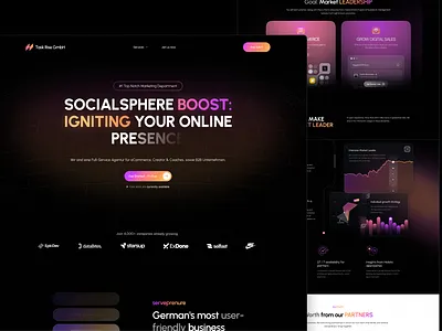 Dark Elegance: Task Rise GmbH UI/UX app ui design application design creative ui design dashboard design design illustration landing page design ui