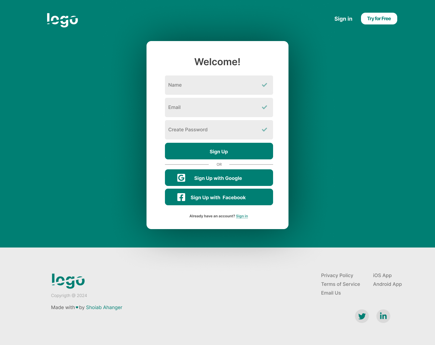 Sign Up Page design figma logo signuppage ui ux