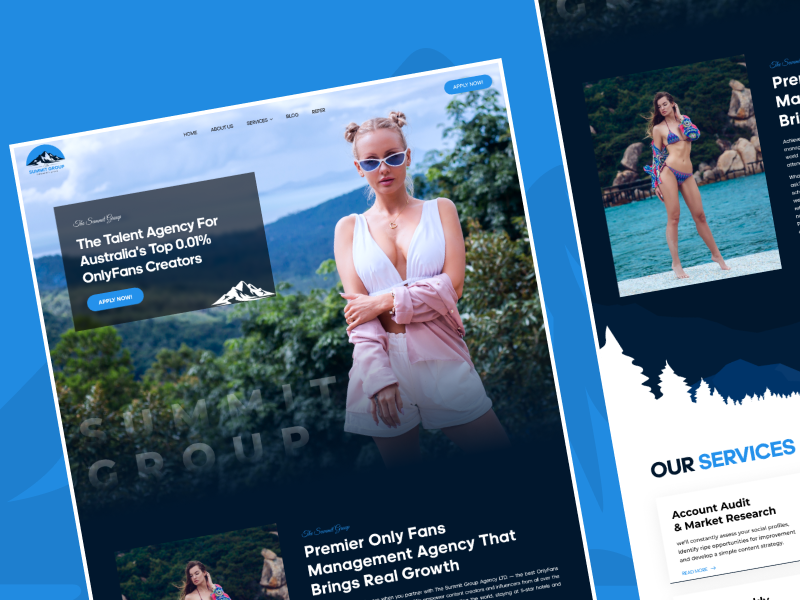 Onlyfans Agency website Design | Landing Page Design figma graphic design landing page design onlyfans onlyfans agency onlyfans agency website onlyfans agency website design onlyfans development onlyfans marketing agency onlyfans modeling website uiux website design