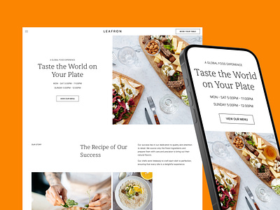 Leafron - Restaurant Website Template cafe clean design food hero landing madeinwebflow minimal restaurant ux webflow website